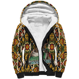 Queen Nzinga Sherpa Hoodie Mbandi Traditional Regal Portrait Empowerment Quote African Female Leadership - African Pride