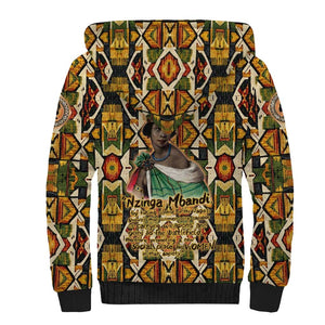 Queen Nzinga Sherpa Hoodie Mbandi Traditional Regal Portrait Empowerment Quote African Female Leadership - African Pride