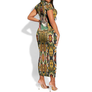 Queen Nzinga Short Sleeve Bodycon Dress Mbandi Traditional Regal Portrait Empowerment Quote African Female Leadership - African Pride