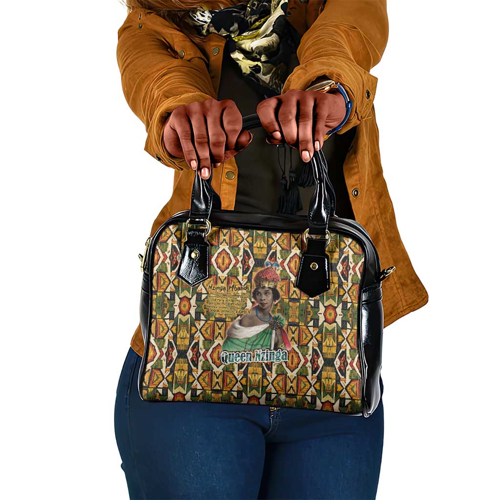 Queen Nzinga Shoulder Handbag Mbandi Traditional Regal Portrait Empowerment Quote African Female Leadership - African Pride