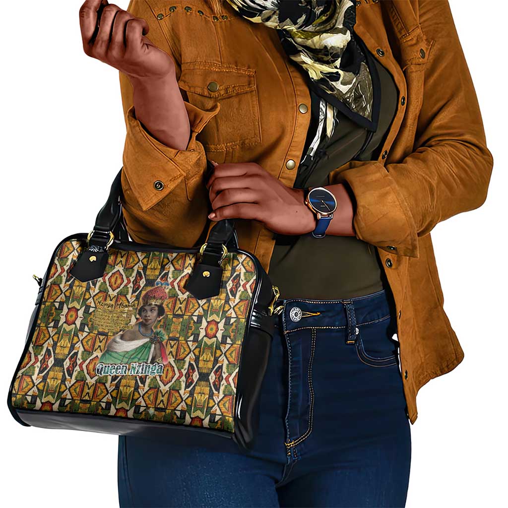 Queen Nzinga Shoulder Handbag Mbandi Traditional Regal Portrait Empowerment Quote African Female Leadership - African Pride