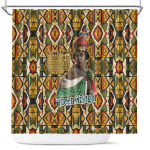 Queen Nzinga Shower Curtain Mbandi Traditional Regal Portrait Empowerment Quote African Female Leadership - African Pride