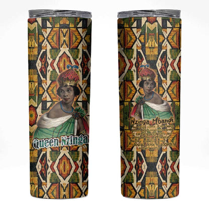 Queen Nzinga Skinny Tumbler Mbandi Traditional Regal Portrait Empowerment Quote African Female Leadership - African Pride