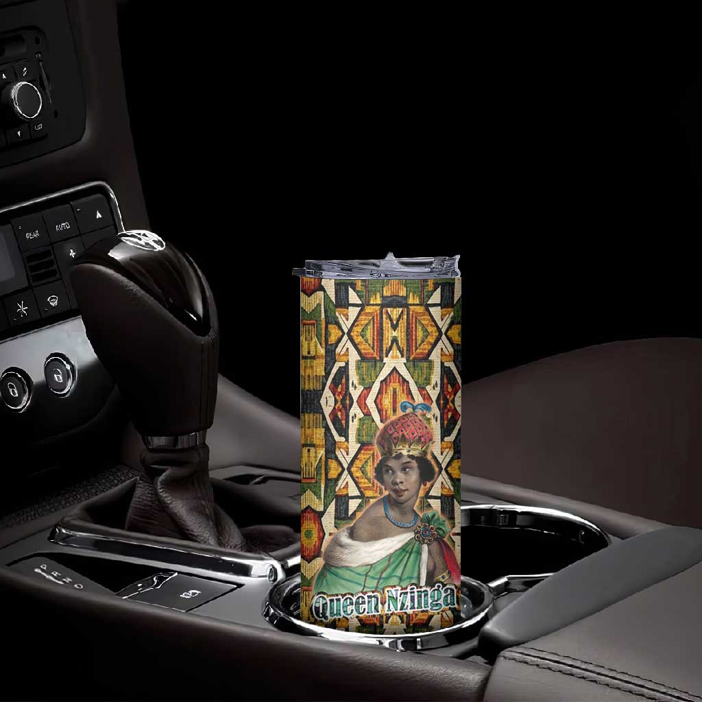 Queen Nzinga Skinny Tumbler Mbandi Traditional Regal Portrait Empowerment Quote African Female Leadership - African Pride
