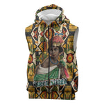 Queen Nzinga Sleeveless Zip Hoodie Mbandi Traditional Regal Portrait Empowerment Quote African Female Leadership - African Pride