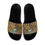 Queen Nzinga Slide Sandals Mbandi Traditional Regal Portrait Empowerment Quote African Female Leadership - African Pride
