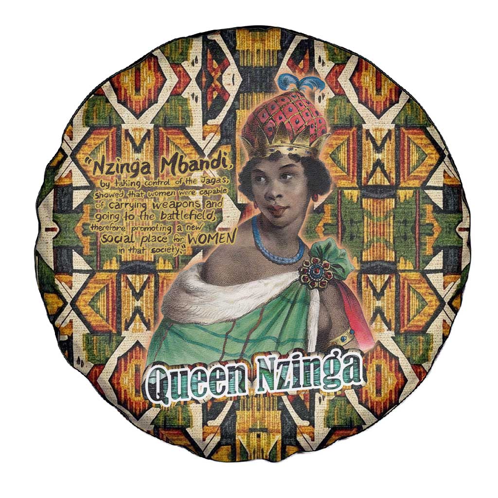 Queen Nzinga Spare Tire Cover Mbandi Traditional Regal Portrait Empowerment Quote African Female Leadership - African Pride