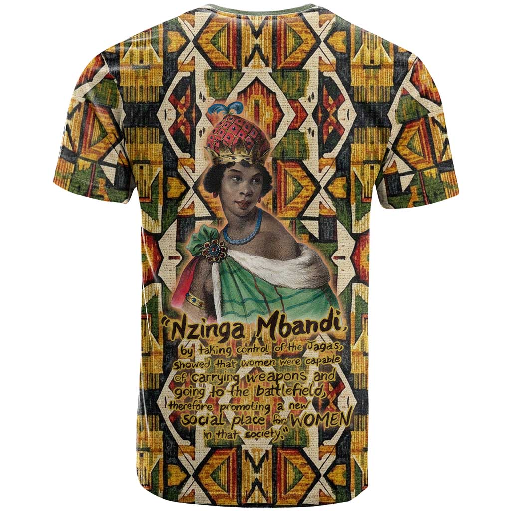 Queen Nzinga T shirt Mbandi Traditional Regal Portrait Empowerment Quote African Female Leadership - African Pride
