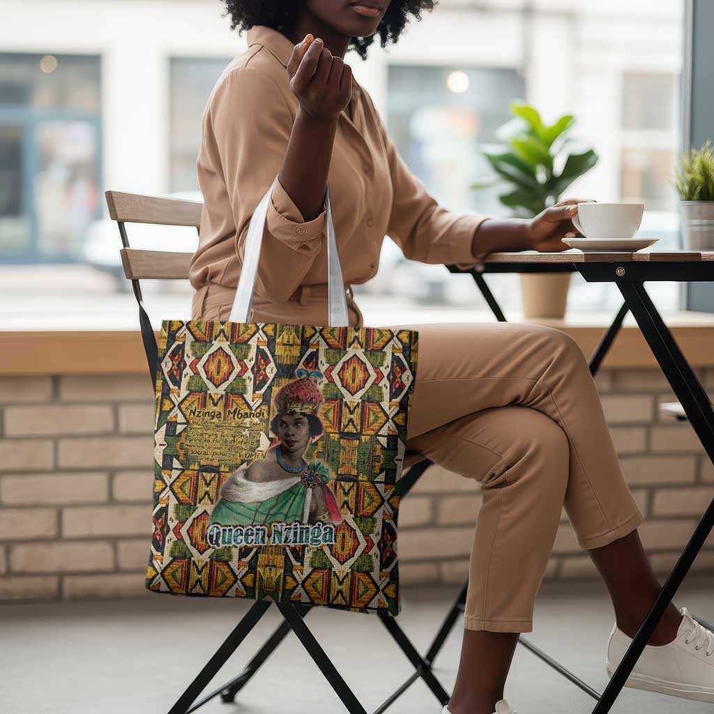Queen Nzinga Tote Bag Mbandi Traditional Regal Portrait Empowerment Quote African Female Leadership - African Pride