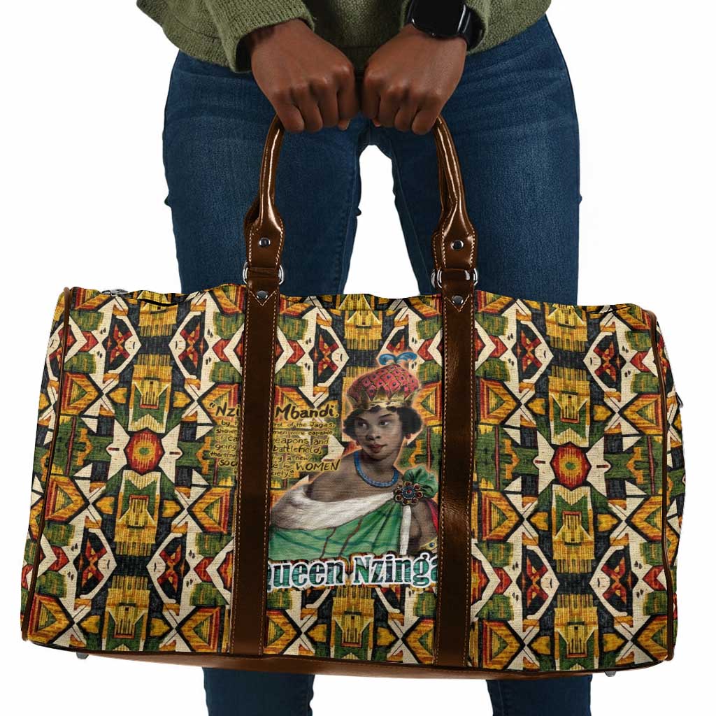 Queen Nzinga Travel Bag Mbandi Traditional Regal Portrait Empowerment Quote African Female Leadership - African Pride