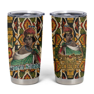 Queen Nzinga Tumbler Cup Mbandi Traditional Regal Portrait Empowerment Quote African Female Leadership - African Pride