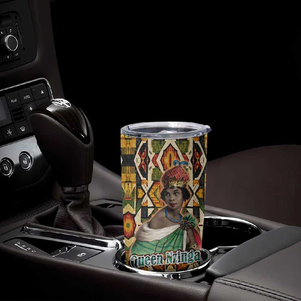 Queen Nzinga Tumbler Cup Mbandi Traditional Regal Portrait Empowerment Quote African Female Leadership - African Pride
