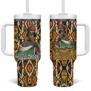 Queen Nzinga Tumbler With Handle Mbandi Traditional Regal Portrait Empowerment Quote African Female Leadership - African Pride