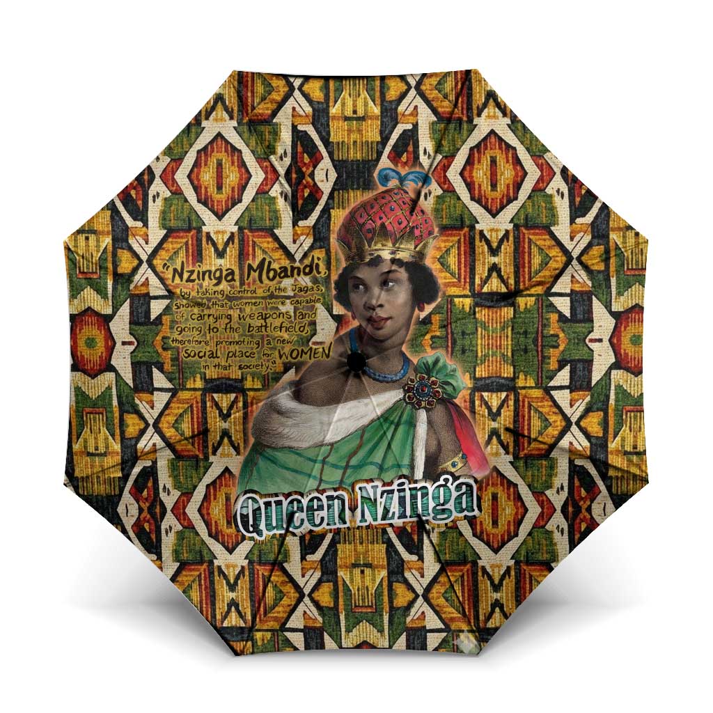 Queen Nzinga Umbrella Mbandi Traditional Regal Portrait Empowerment Quote African Female Leadership - African Pride