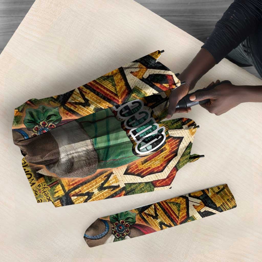 Queen Nzinga Umbrella Mbandi Traditional Regal Portrait Empowerment Quote African Female Leadership - African Pride