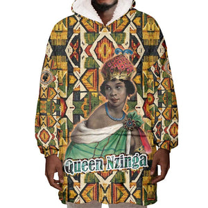Queen Nzinga Wearable Blanket Hoodie Mbandi Traditional Regal Portrait Empowerment Quote African Female Leadership - African Pride