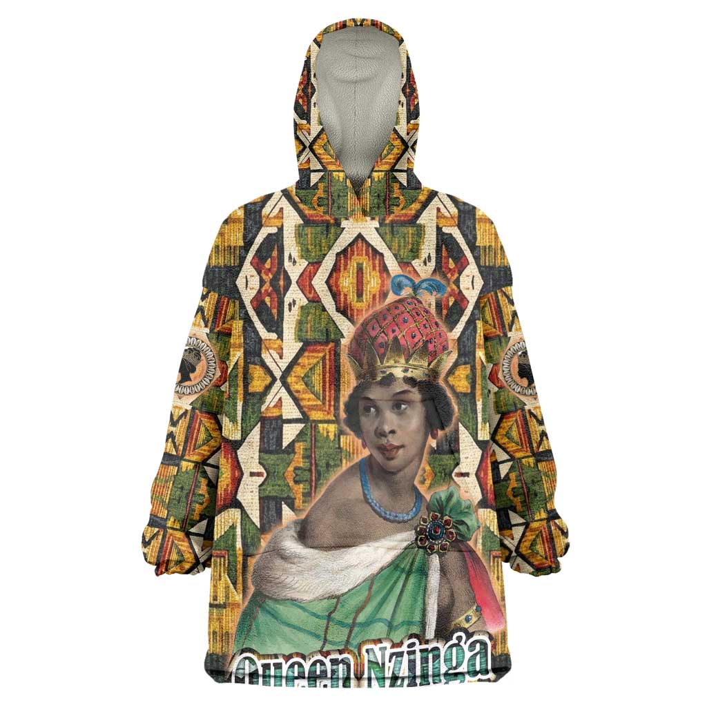 Queen Nzinga Wearable Blanket Hoodie Mbandi Traditional Regal Portrait Empowerment Quote African Female Leadership - African Pride