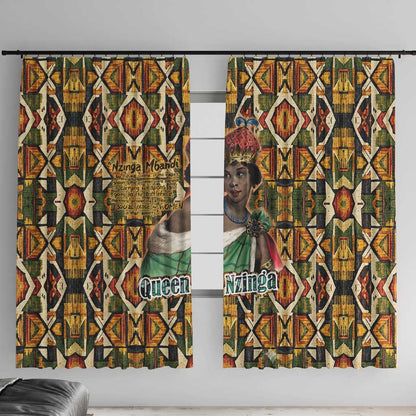 Queen Nzinga Window Curtain Mbandi Traditional Regal Portrait Empowerment Quote African Female Leadership - African Pride