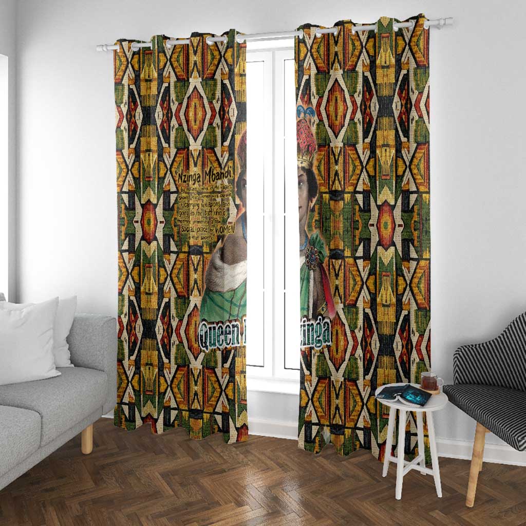 Queen Nzinga Window Curtain Mbandi Traditional Regal Portrait Empowerment Quote African Female Leadership - African Pride