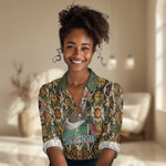 Queen Nzinga Women Casual Shirt Mbandi Traditional Regal Portrait Empowerment Quote African Female Leadership - African Pride