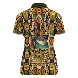 Queen Nzinga Women Polo Shirt Mbandi Traditional Regal Portrait Empowerment Quote African Female Leadership - African Pride