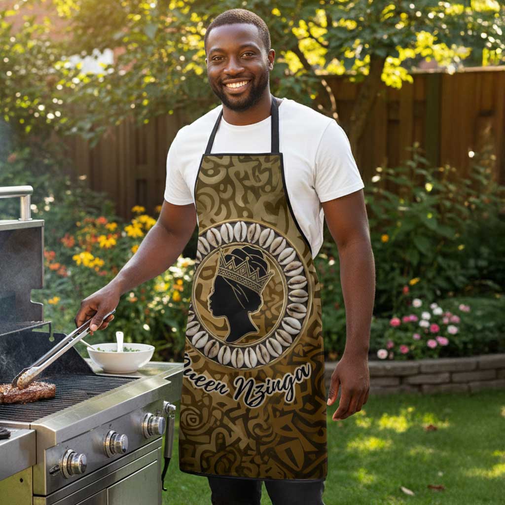 Queen Nzinga Apron Cowrie Crown Silhouette Royal Power - African Pride