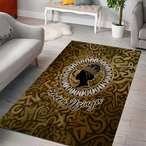 Queen Nzinga Area Rug Cowrie Crown Silhouette Royal Power - African Pride