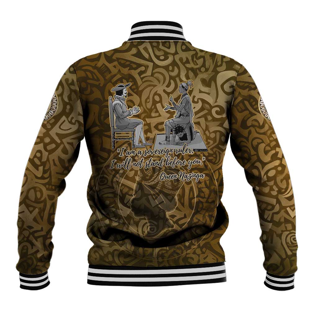 Queen Nzinga Baseball Jacket Cowrie Crown Silhouette Royal Power - African Pride