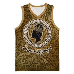 Queen Nzinga Basketball Jersey Cowrie Crown Silhouette Royal Power - African Pride