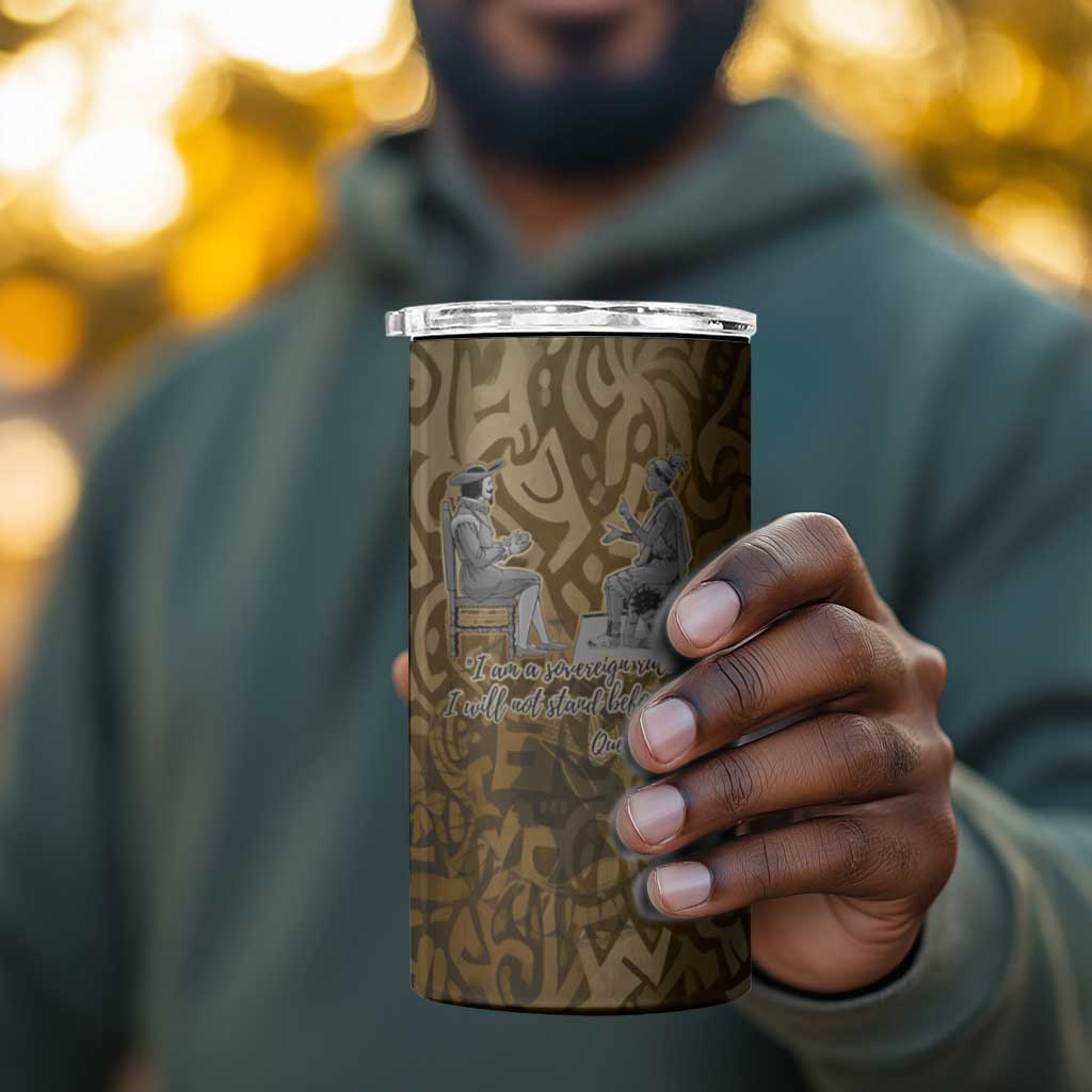 Queen Nzinga 4 in 1 Can Cooler Tumbler Cowrie Crown Silhouette Royal Power - African Pride