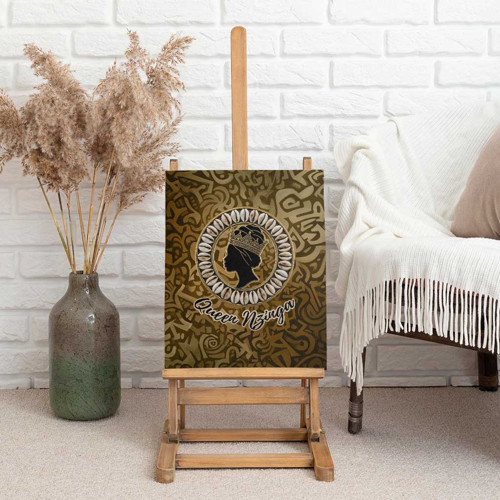 Queen Nzinga Canvas Wall Art Cowrie Crown Silhouette Royal Power - African Pride