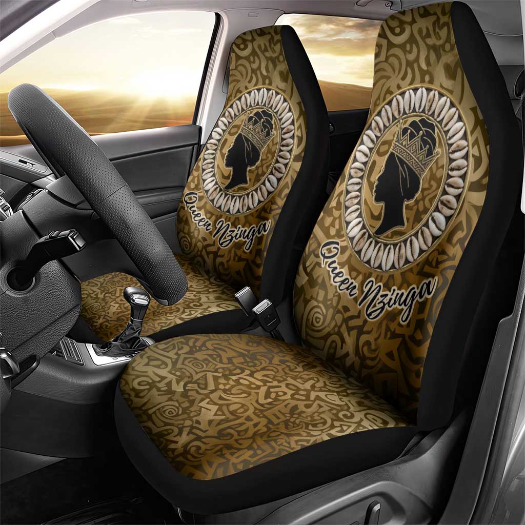Queen Nzinga Car Seat Cover Cowrie Crown Silhouette Royal Power - African Pride