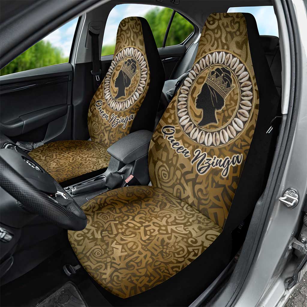Queen Nzinga Car Seat Cover Cowrie Crown Silhouette Royal Power - African Pride