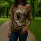 Queen Nzinga Cross Shoulder Shirt Cowrie Crown Silhouette Royal Power - African Pride