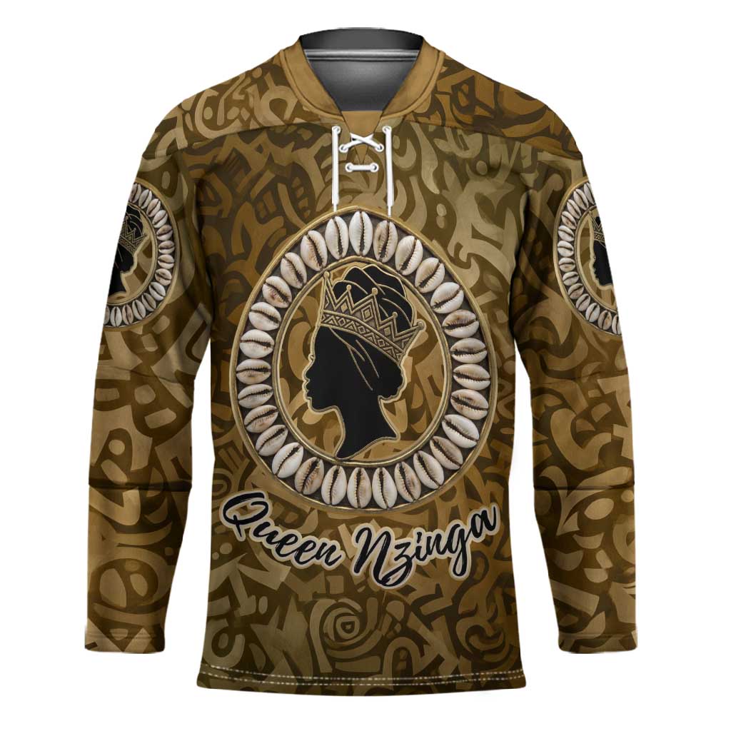 Queen Nzinga Hockey Jersey Cowrie Crown Silhouette Royal Power - African Pride