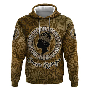 Queen Nzinga Hoodie Cowrie Crown Silhouette Royal Power - African Pride