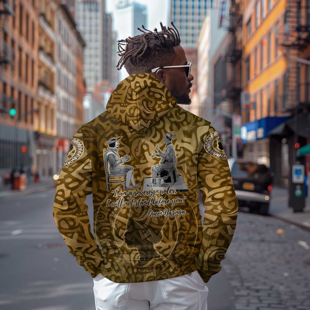 Queen Nzinga Hoodie Cowrie Crown Silhouette Royal Power - African Pride