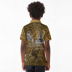 Queen Nzinga Kid Polo Shirt Cowrie Crown Silhouette Royal Power - African Pride