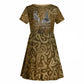 Queen Nzinga Kid Short Sleeve Dress Cowrie Crown Silhouette Royal Power - African Pride