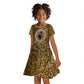 Queen Nzinga Kid Short Sleeve Dress Cowrie Crown Silhouette Royal Power - African Pride