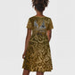Queen Nzinga Kid Short Sleeve Dress Cowrie Crown Silhouette Royal Power - African Pride