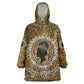 Queen Nzinga Kid Wearable Blanket Hoodie Cowrie Crown Silhouette Royal Power - African Pride