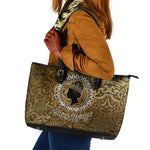 Queen Nzinga Leather Tote Bag Cowrie Crown Silhouette Royal Power - African Pride