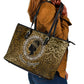 Queen Nzinga Leather Tote Bag Cowrie Crown Silhouette Royal Power - African Pride