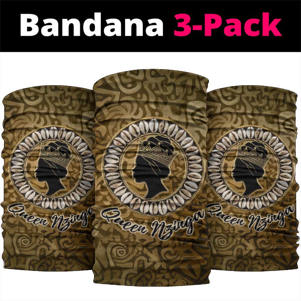 Queen Nzinga Neck Gaiter Cowrie Crown Silhouette Royal Power - African Pride