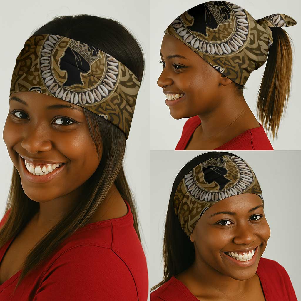 Queen Nzinga Neck Gaiter Cowrie Crown Silhouette Royal Power - African Pride
