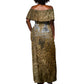 Queen Nzinga Off Shoulder Maxi Dress Cowrie Crown Silhouette Royal Power - African Pride