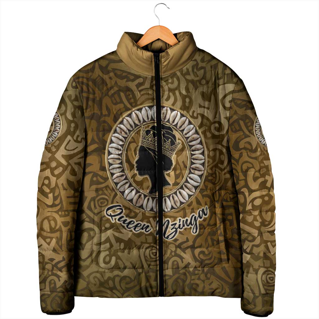 Queen Nzinga Padded Jacket Cowrie Crown Silhouette Royal Power - African Pride