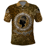 Queen Nzinga Polo Shirt Cowrie Crown Silhouette Royal Power - African Pride