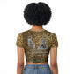 Queen Nzinga Raglan Cropped T shirt Cowrie Crown Silhouette Royal Power - African Pride
